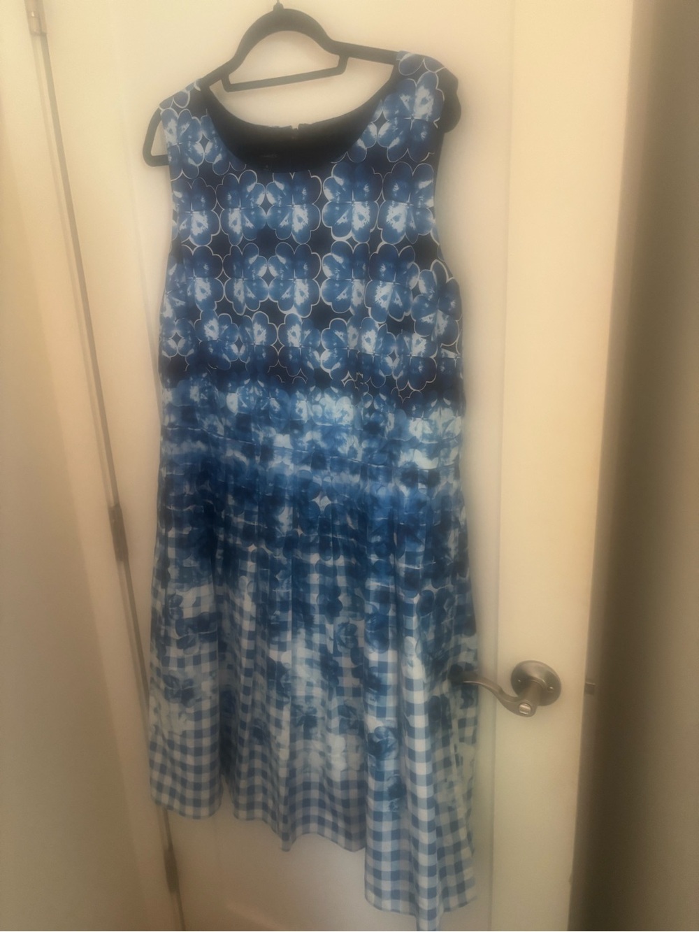 Talbots Navy and White Floral-Print Dress